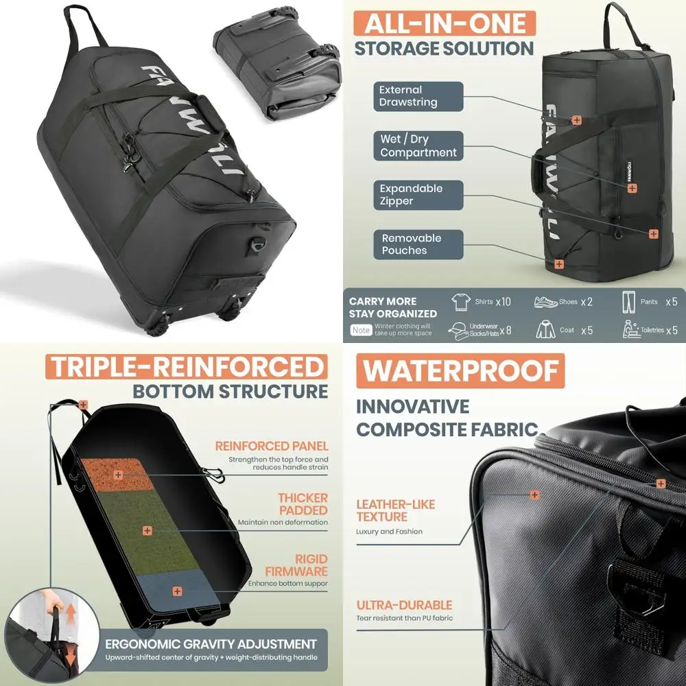 

Большая 30-дюймовая спортивная сумка на колесиках с двумя колесами — конструкция без прорезей для тяжелых нагрузок, расширяемый чемодан на колесиках 100–120 л для путешествий