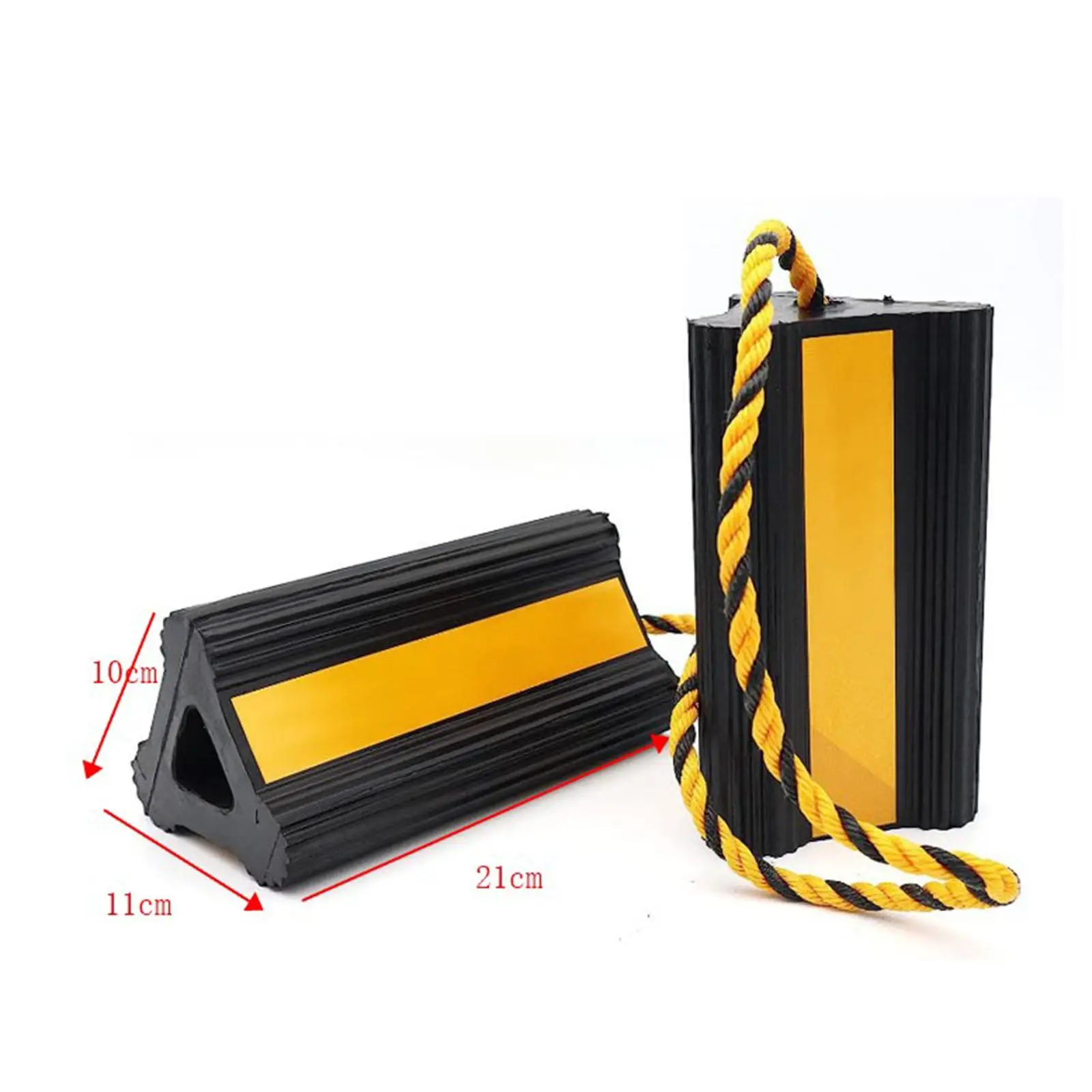 2 Pair Yellow Reflective Tape Rubber RV Leveling Blocks Tires Block Stopper Chocks RV Wheel Chock Blocks for Aircraft Car Truck