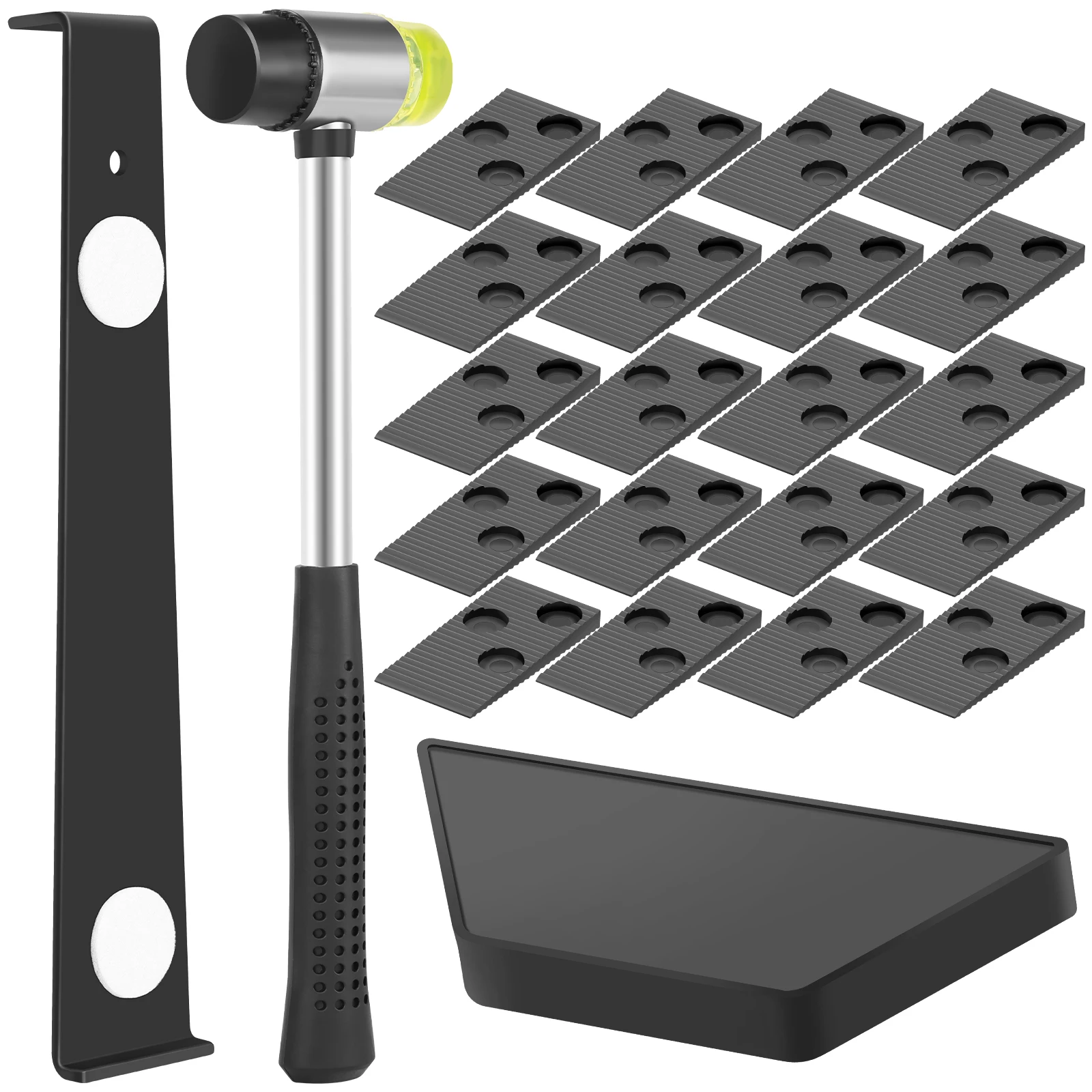 23Pcs Wood Floor Installation Kit Complete Laminate Wood Flooring Tool with Double Faced Hammer Heavy Duty Pull Bar Tool