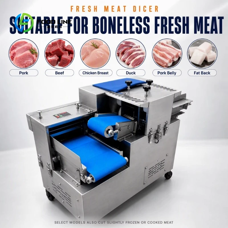 Automatic Fresh Meat Cube Cutting Machine  Chicken Breast Pork Meat Cutter for Restaurant and Food Industry