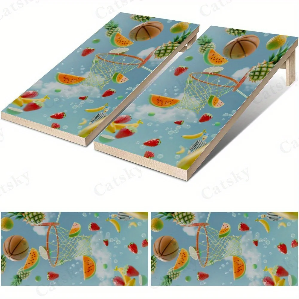 

Fresh Fruit Themed Waterproof Cornhole Board Vinyl Wraps, PVC Outdoor Game Board Design, Perfect for Sports & Leisure Activities