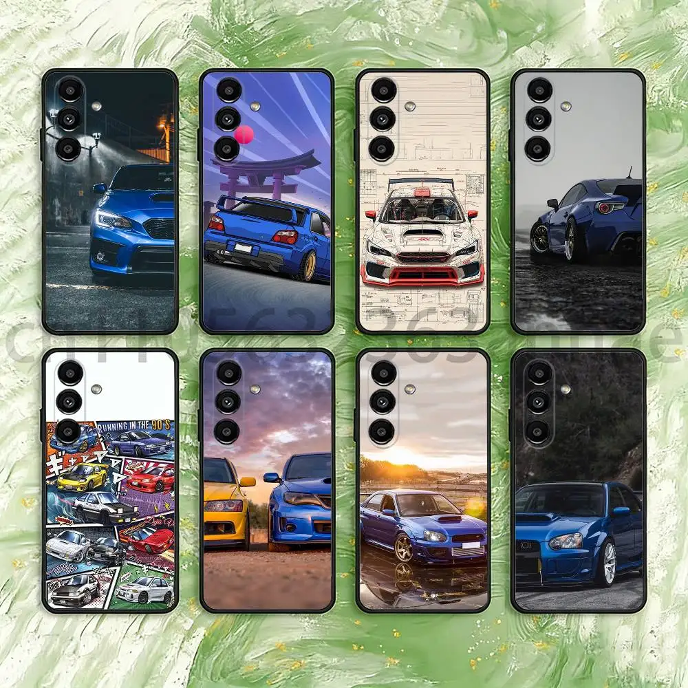 Blue WRX STI Car Phone Case For Samsung S25,24,23,22,21,S20,Ultra,Plus,FE Black Soft Cover