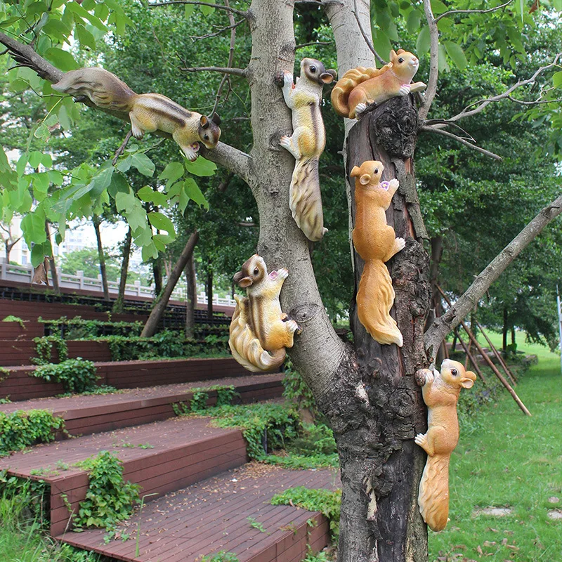 

Simulation Squirrel Animal Figurines Miniatures Artificial Fake Squirrel Garden Tree Ornaments Home Christmas Table Decoration