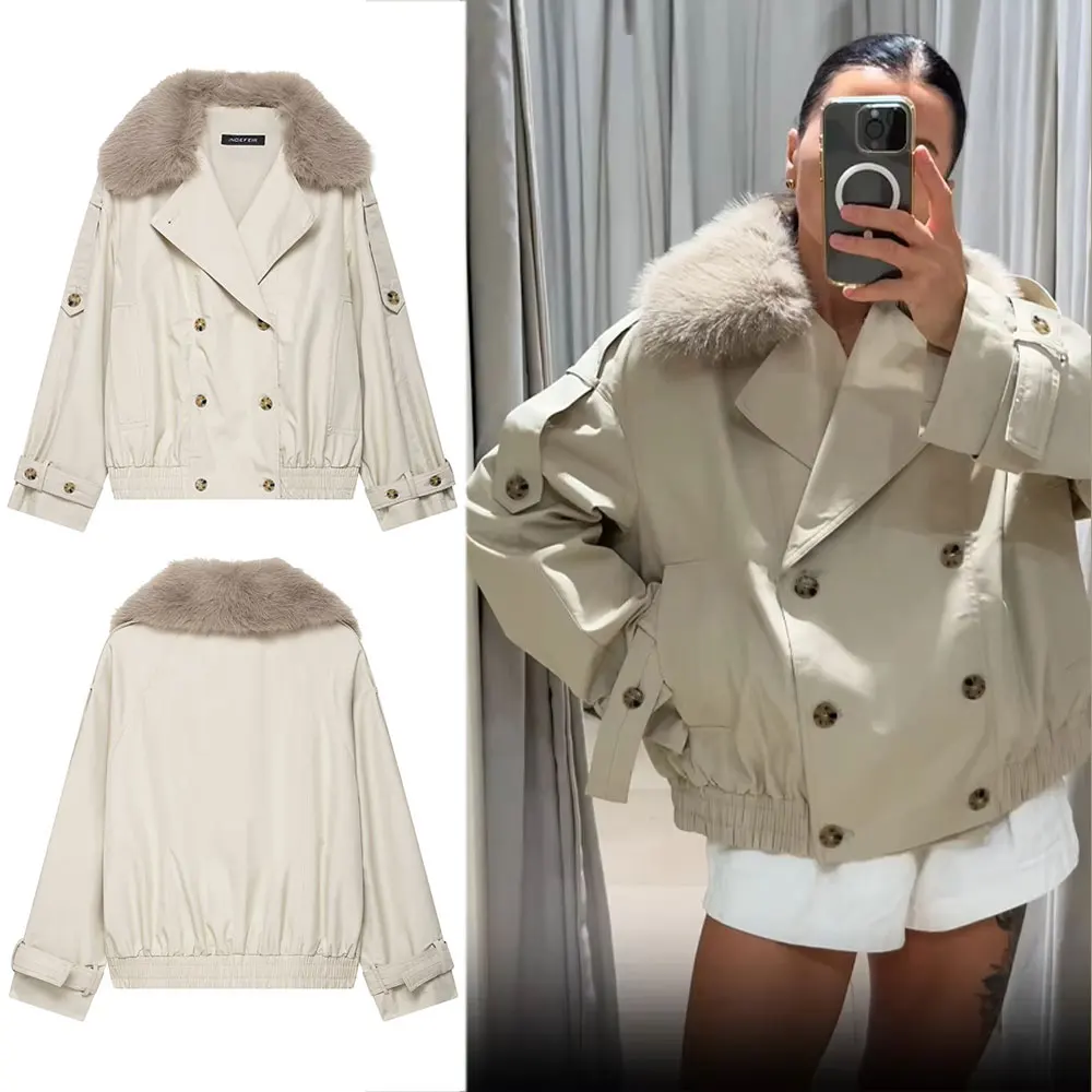 

HH 2025 Autumn Women Trench Coat Double Breasted Lapel Long Sleeve Jackets Windbreaker Winter Office Lady Outerwear Coats