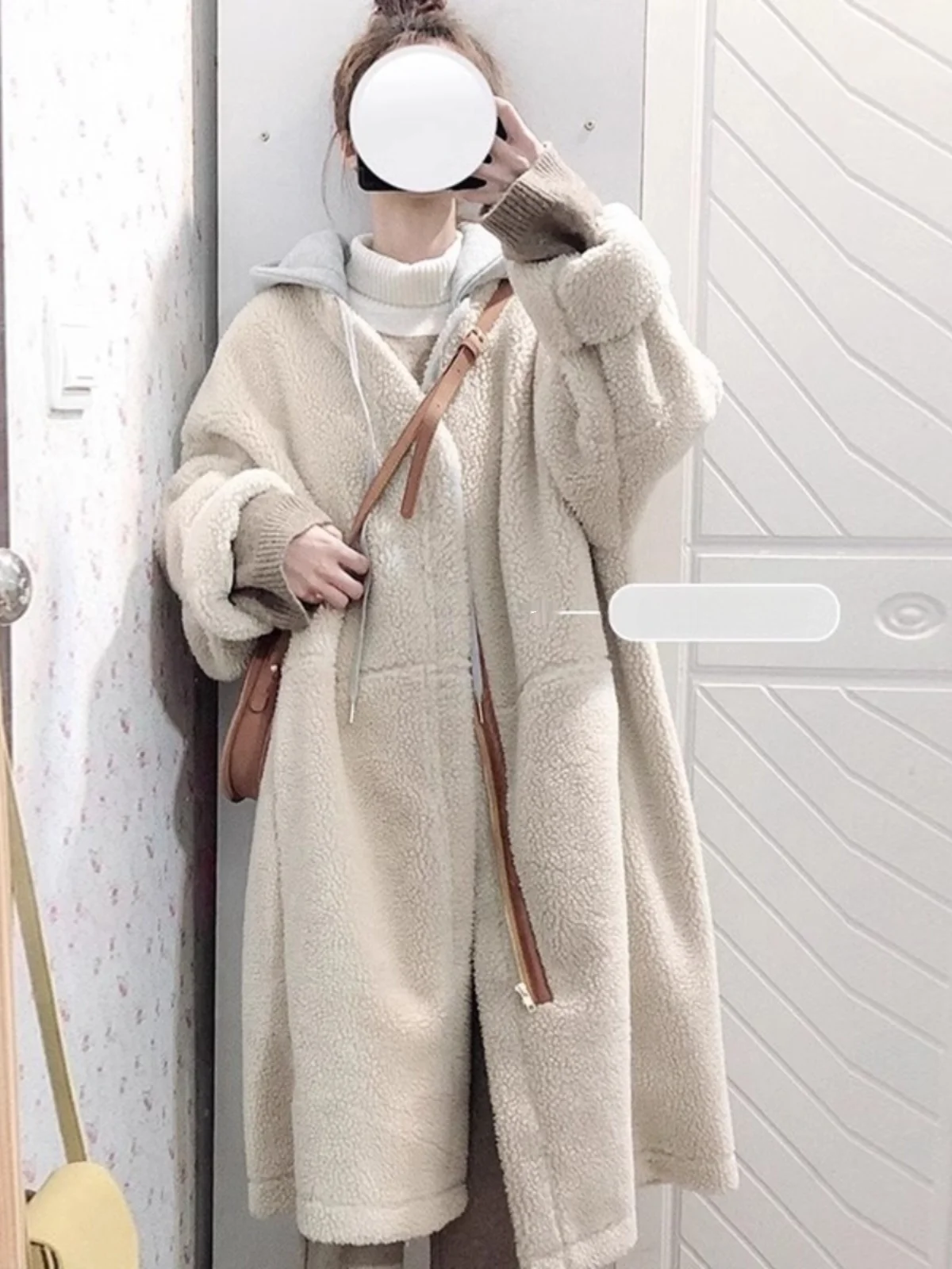 

Lamb Fur Jaet Women Winter New Sle Leather Fur Inteated Particle Velvet Medium Long Thiened Small Size Cotton Clothes