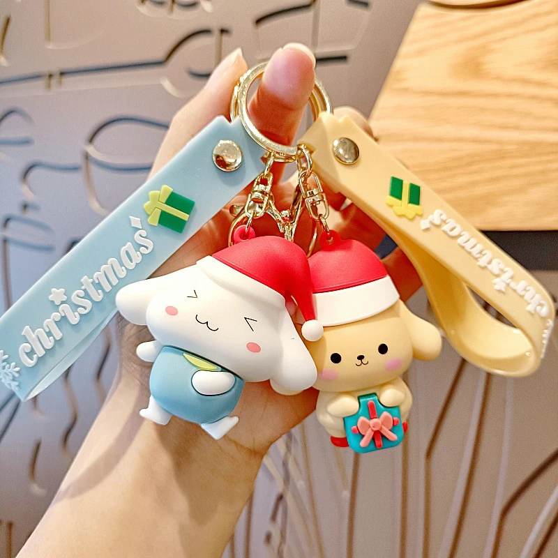 Kawaii Sanrio Keychain Cute Cartoon Kuromi Hello Kitty Cinnamoroll Car Key Ring Pendant Schoolbag Decoration Gifts for Friends