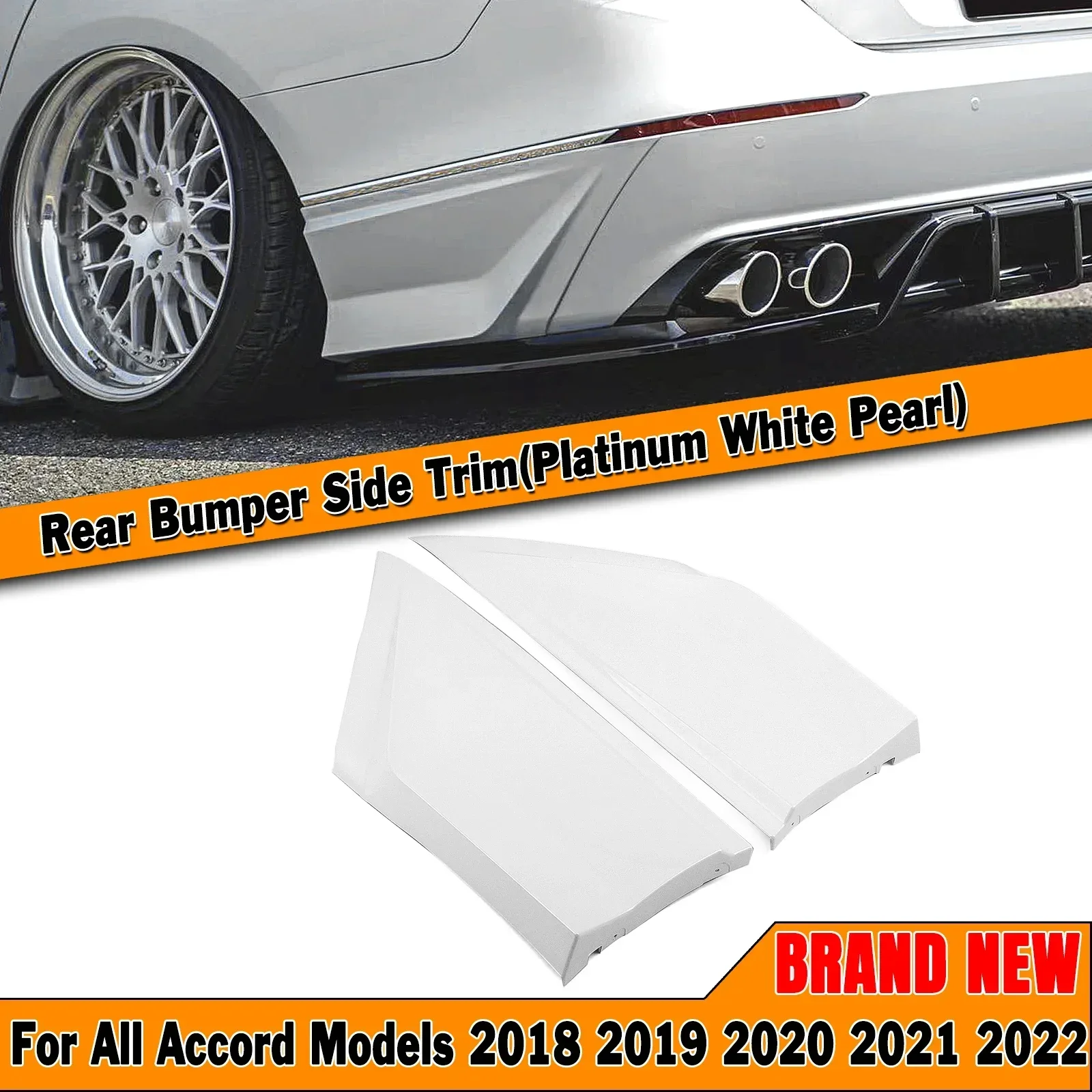 

New！ YOFER Rear Bumper Side Splitter Cover Molding Trim For Honda Accord 2018-2022 White Car Boot Diffuser Corner Canard Guard P