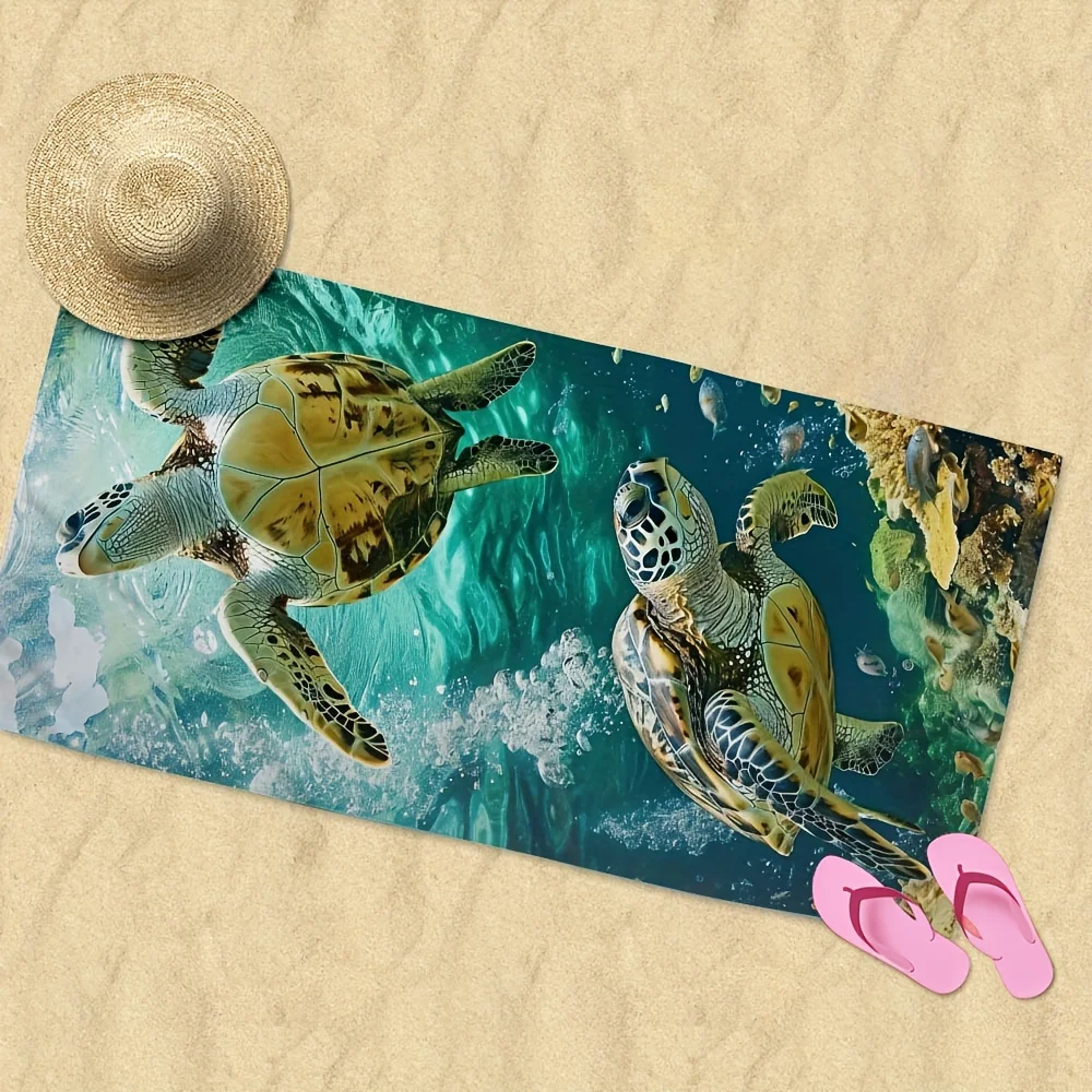 Beach Towels Large Oversized Beach Towel A sea turtle and underwater world print beach towel, light and fast-drying super soft,