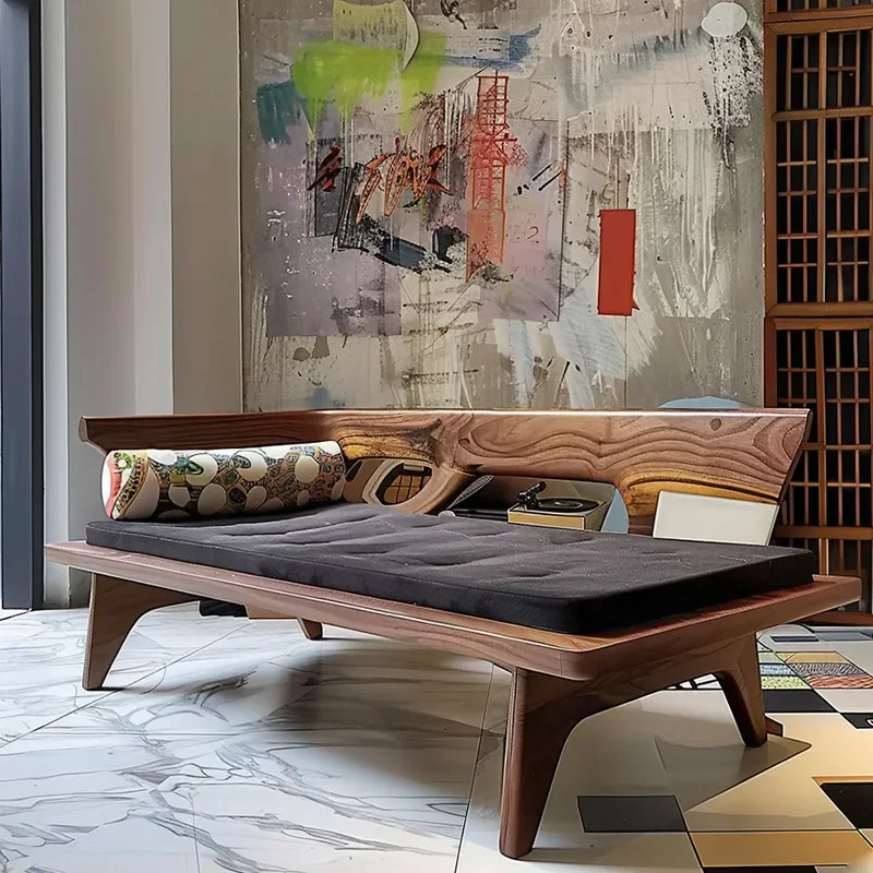 AA Black Walnut Ash Wood Zen Arhat Bed Homestay Office Villa Reception Beauty Concubine Bed