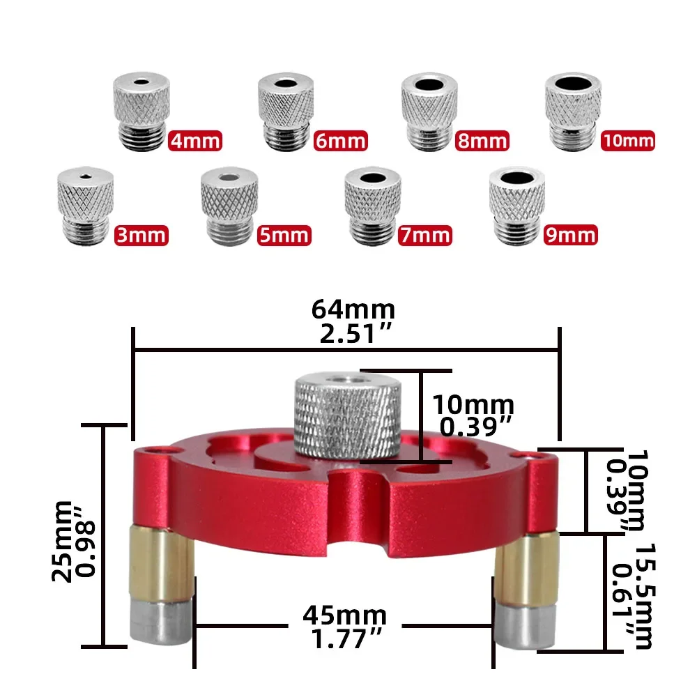 Woodworking Self-Centering Dowel Jig Kit W/ 3-10mm Steel Bushing - Aluminum Vertical Hole Jig Wood Splicing Drill Guide Locator