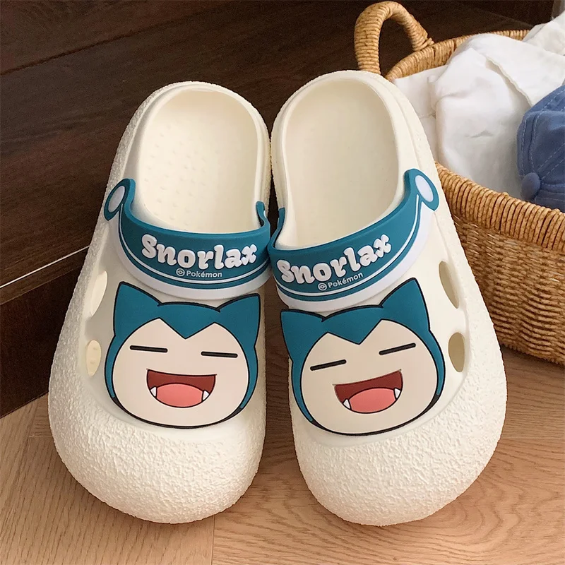 Cartoon Anime PokéMon Snorlax Hole Shoes Parent-Child Outdoor Ins Kawaii Cartoon Summer Soft Sandals Casual Slippers Female Gift