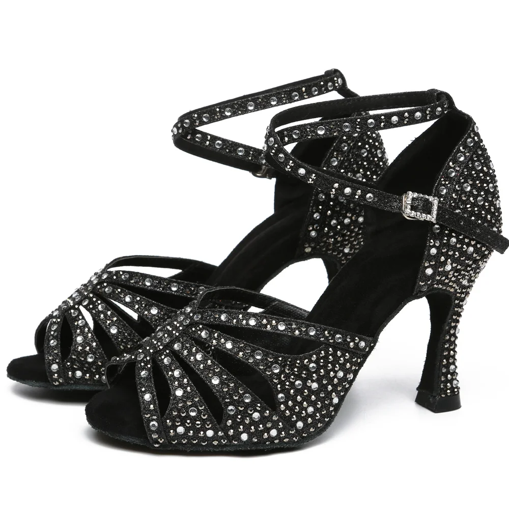 Juerting New Latin Dance Shoes Salsa Dance Shoes Women Indoor Dance Soft Bottom Peep Toe Dance Boots Women High Heels