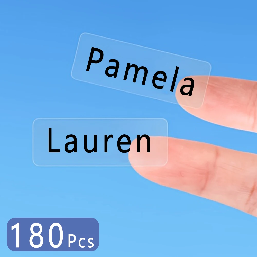 180Pcs Transparent Waterproof Name Stickers for School-Custom Labels,Multilingual Text, Kids DIY Crafts & Sports Bottle Marking