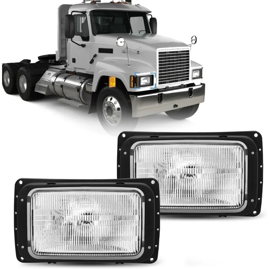 مجموعة المصابيح الأمامية مناسبة لشاحنة Mack CH613 CH600 RD400600 DOT SAE المعتمدة من زوج السائق وزوج جانبي الركاب مع ارتفاع