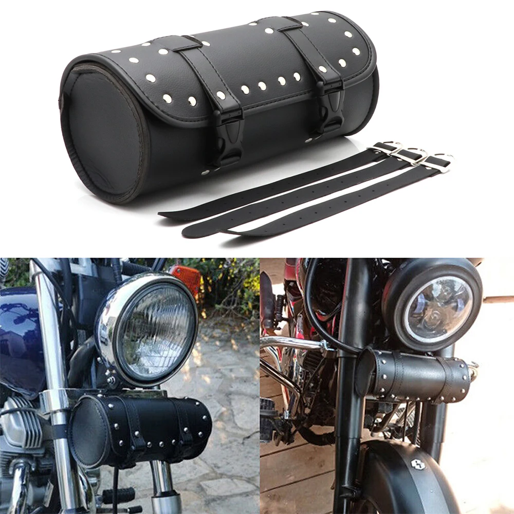 Motorcycle Tool Bag Front Fork Handlebar Saddlebag Leather Storage Pouch for Honda Shadow ACE 1100 750 Phantom 750 VLX 600