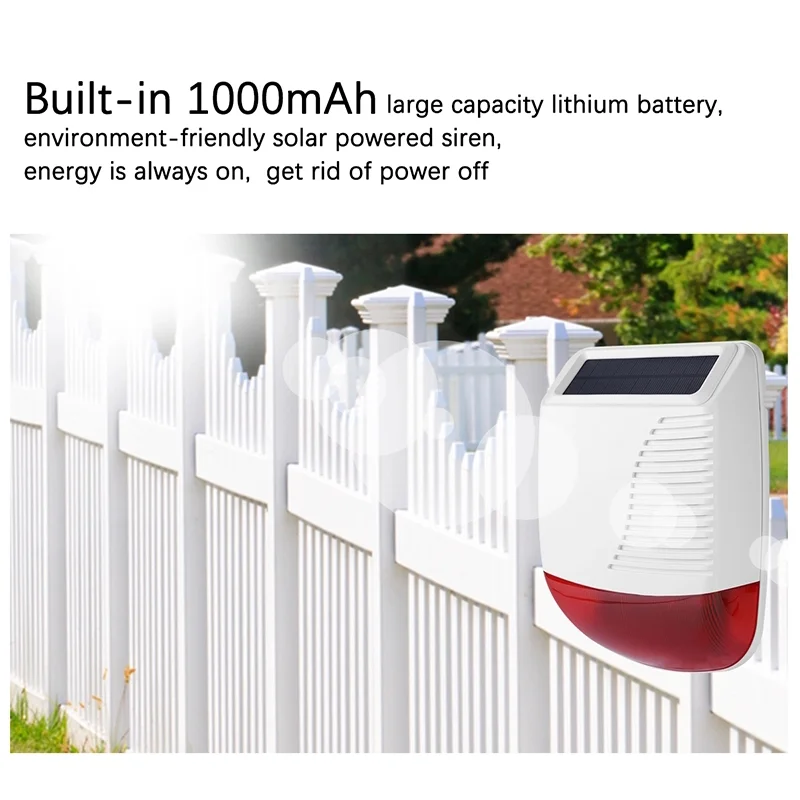 Cpvan 433mhz 110db Outdoor Solar Wireless Sirene Lautsprecher wasserdichter Blitz für Smart Home Security Einbruch meldesystem