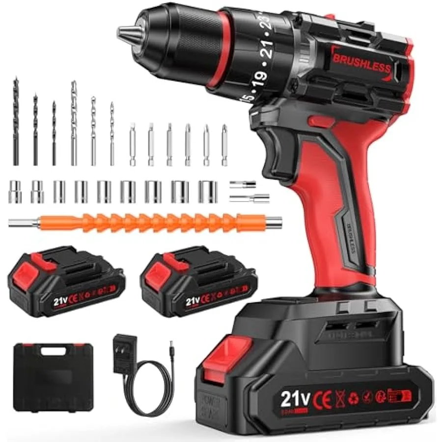 Brushless Cordless Drill Set Power Drill Electric Taladro Inalámbrico Cordless Drill with Battery and Charger Hand Battery Dril