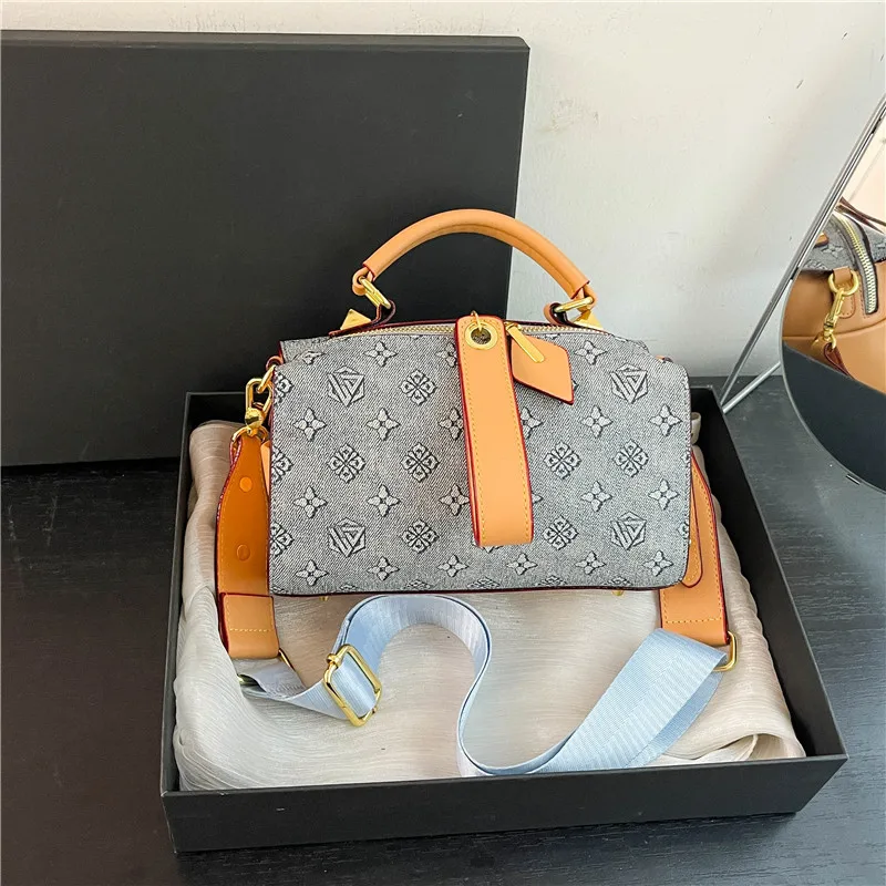 

2025 Floral Print Boston Bag, Stylish Shoulder Tote for Women, Casual Crossbody Purse with Wide Strap