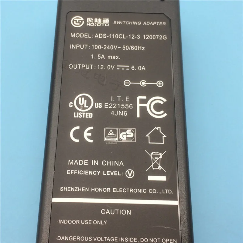 Genuine HOIOTO 12V 6A 72W ADS-110DL-12-1 ADS-110CL-12-3 120072G AC Switching Adapter For Belkin Hikvision Power Supply Charger