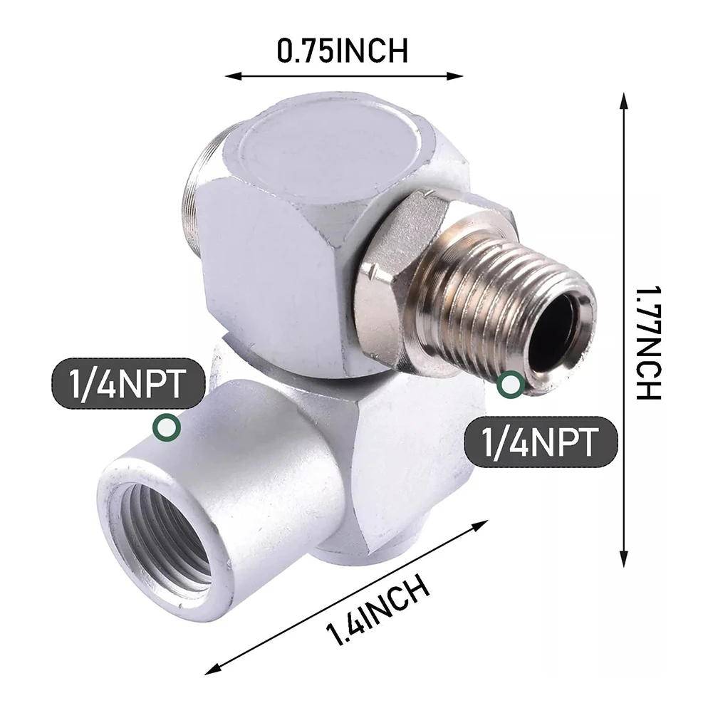 For Air Tools 1 4-Inch Male NPT X 1 4-Inch Female NPT Air Tool Swivel Fitting Maximum Pressure 150psi 360 Degree Rotation