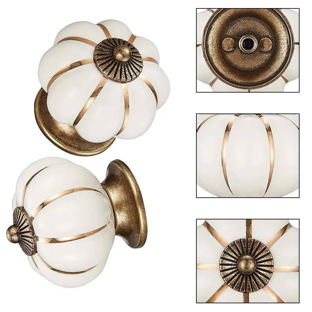 6pcs Pumpkin-Shaped Ceramic Handle,Pumpkins Drawer Knobs,Cabinet Cupboard Door Pull Furniture Hardware Handle Pulls Drawer Knob