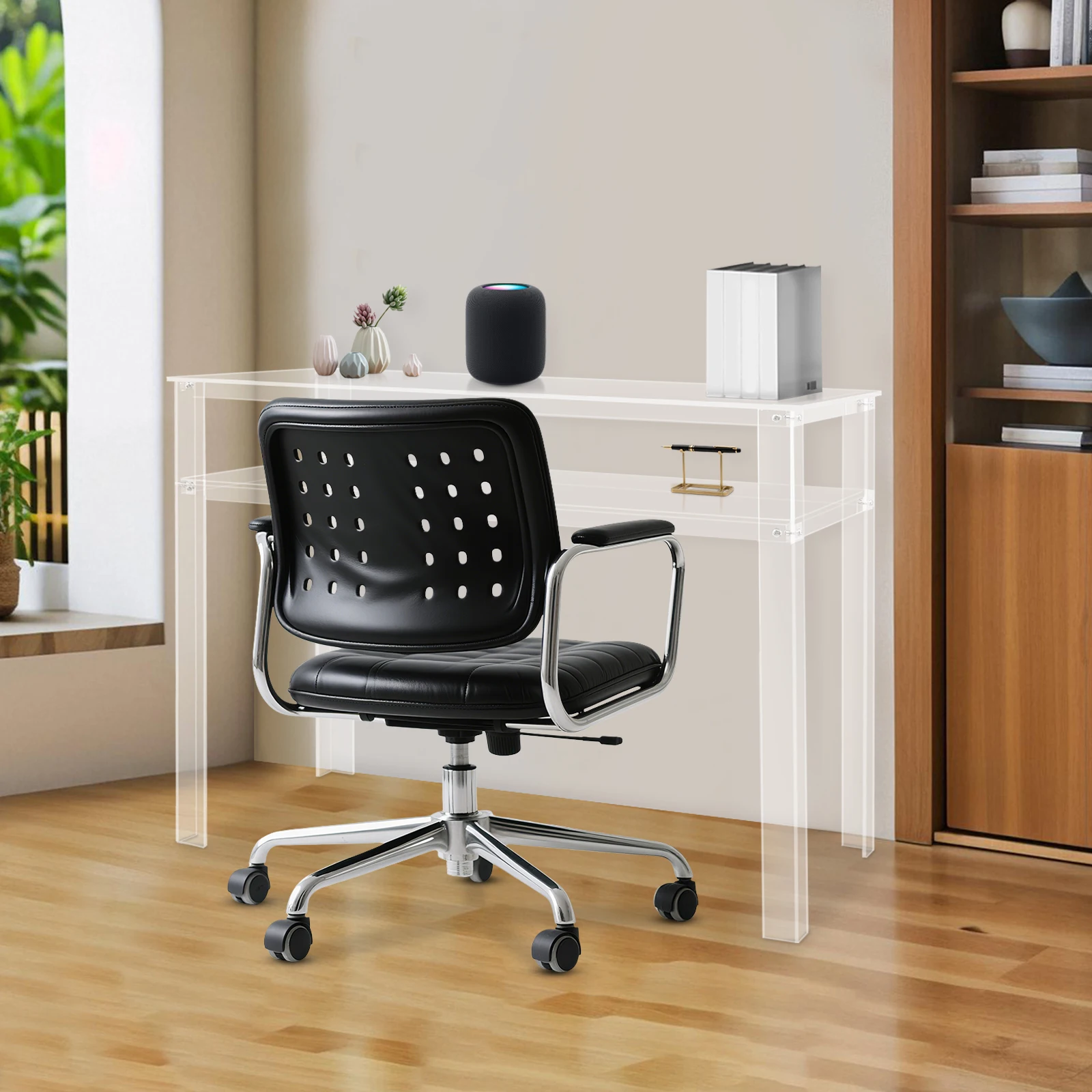 Escritorio transparente acrílico, mesa de estudio para ordenador portátil, escritorio transparente moderno, escritorio acrílico, escritorio de oficina de doble capa