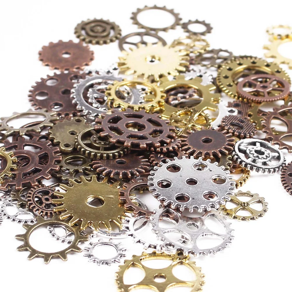 50/100g Random Antique Metal Steampunk Gears Charms For DIY Pendant Necklace Jewelry Phone Craft Making Accessories Supplies