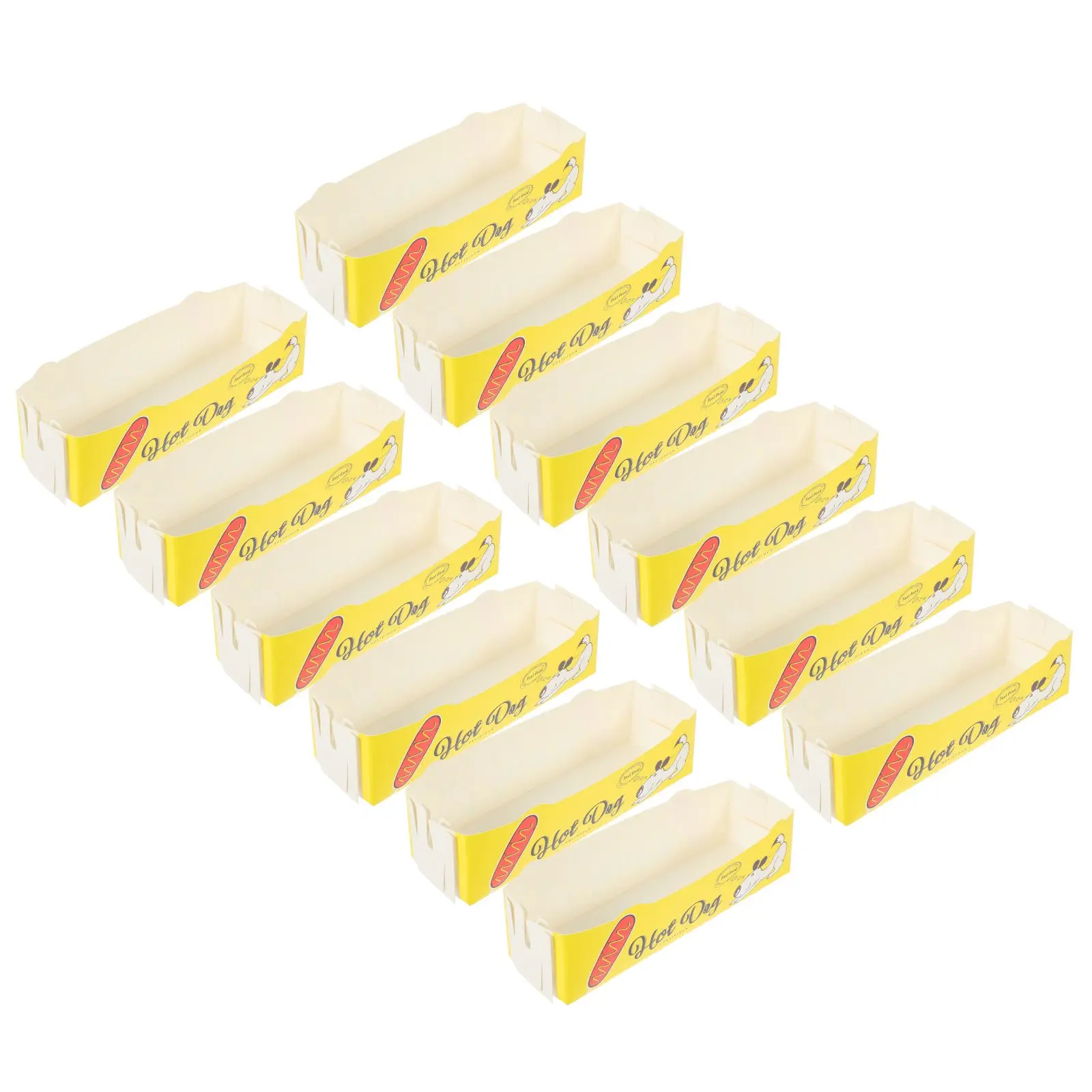 

50 Pcs Hot Dog Boxes Food Trays Disposable Paper Cartons Corndog Containers Reusable Cost Effective Oil Proof Waterproof Snack