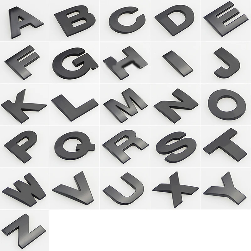 1Pcs 3D Metal 45mm 25mm DIY Letters Alphabet Emblem Numbers Chrome Labeling Car Sticker Digital Badge Accessories Motorcycle