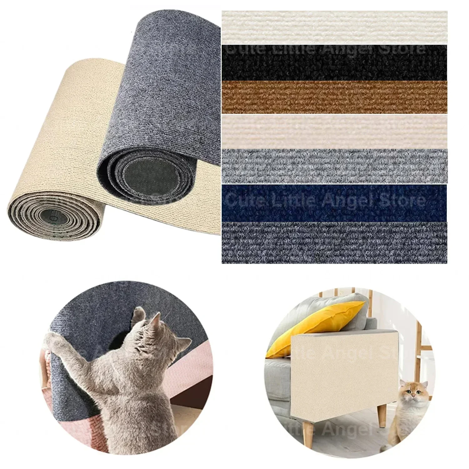Katzenkratzmatte, Katzenteppich mit selbstklebendem, zuschneidbarem Katzenkratzteppich, Eckwand, Katze, DIY-Kratzmöbelschutz – Detail 1