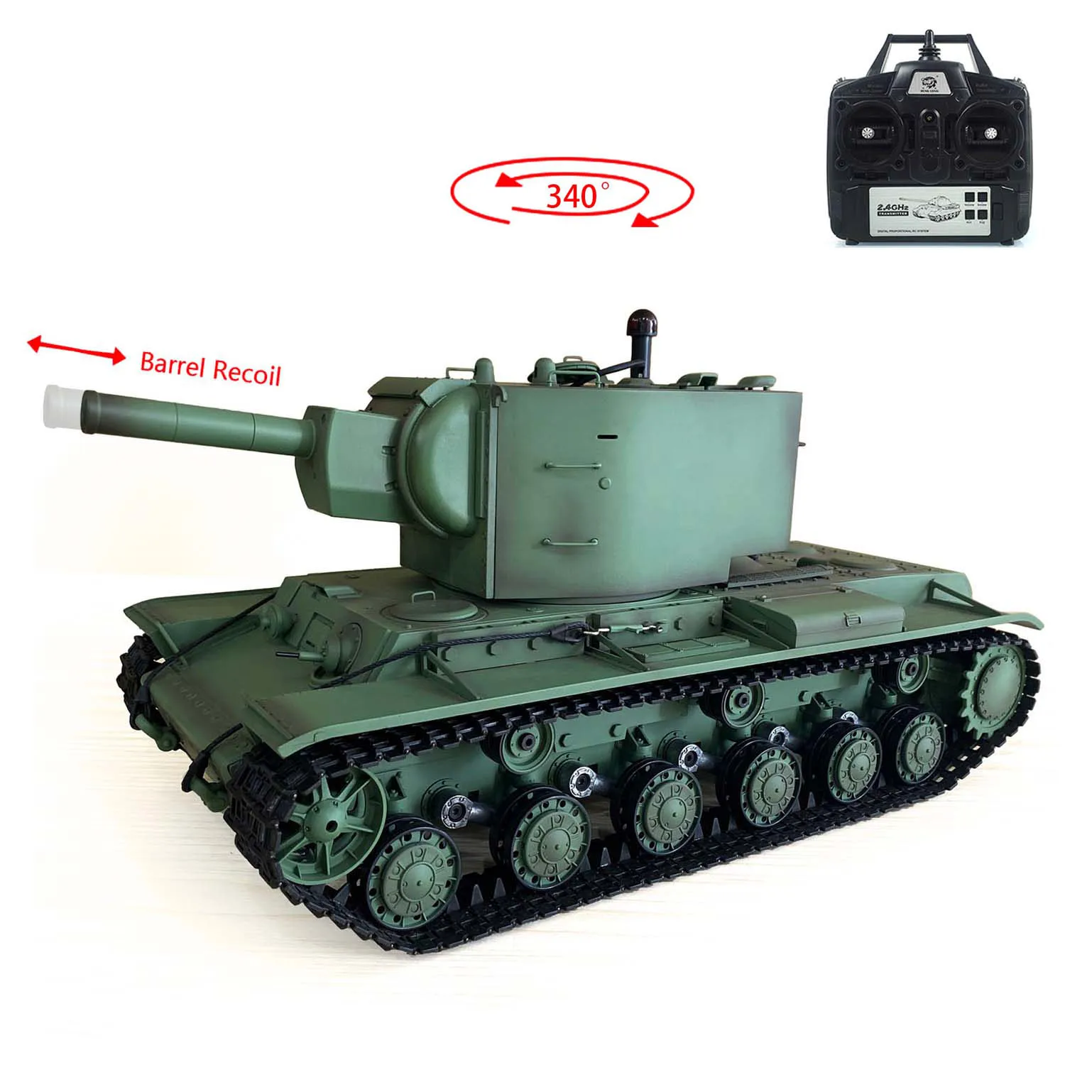 Henglong 1/16 7.0 Plastikowa wersja radzieckiego czołgu KV-2 RTR RC Gigant 3949 Barrel Recoil Zdalnie sterowany model czołgu wojennego Zabawki dla chłopców