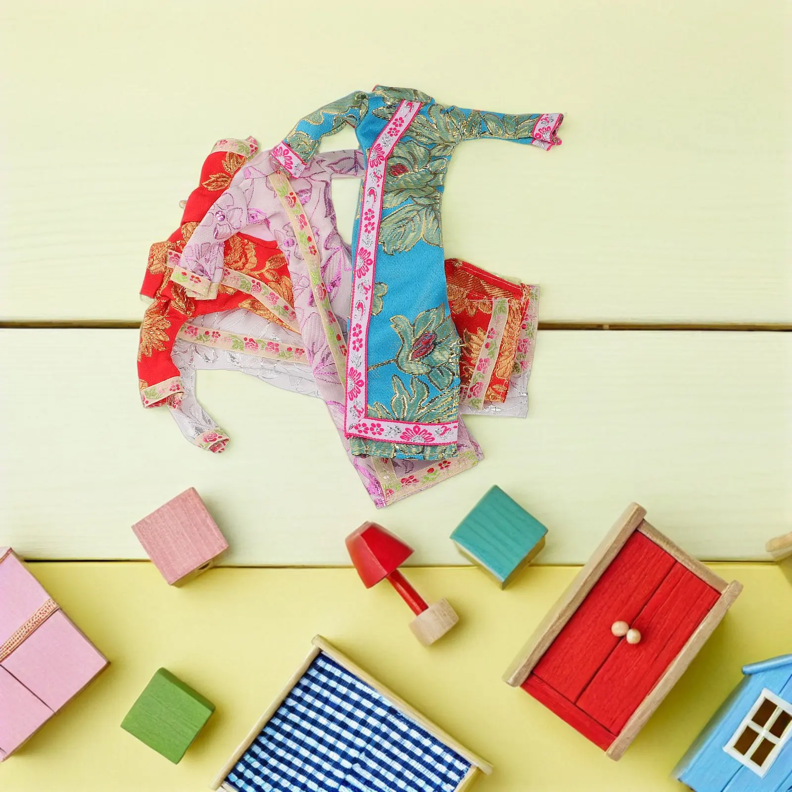 

4 set Outfits For Little Girls Outfit 30Cm Chinese Style Dress For Kids Floral Costume Play Party Decorative Accessory