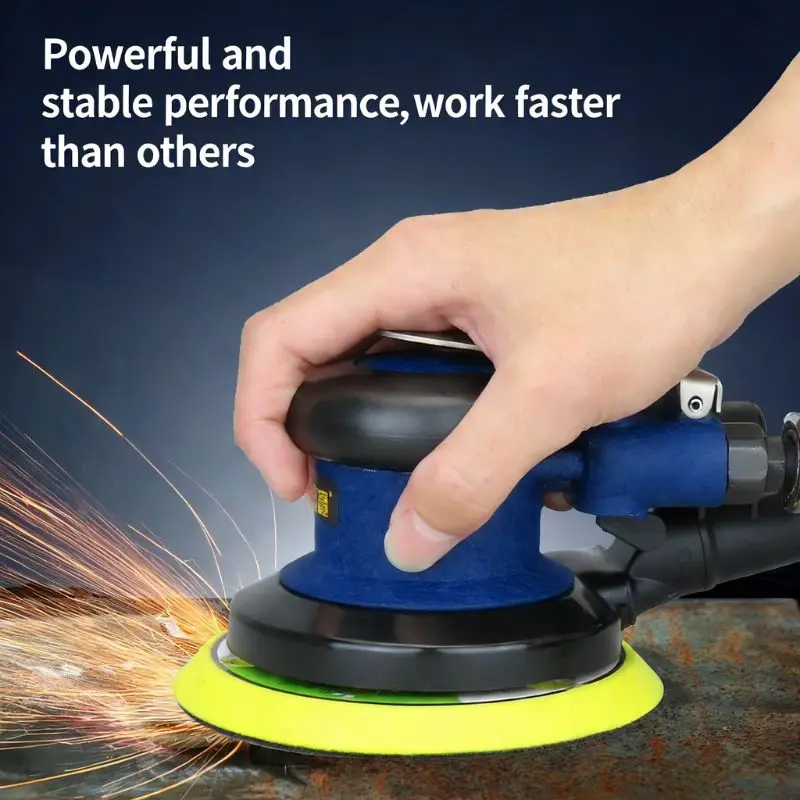 5 Inch Pneumatic Sander Dust Collection Polishing Machine Air-Powered Waxing Grinder Sandpaper Tool for Stone Polishing