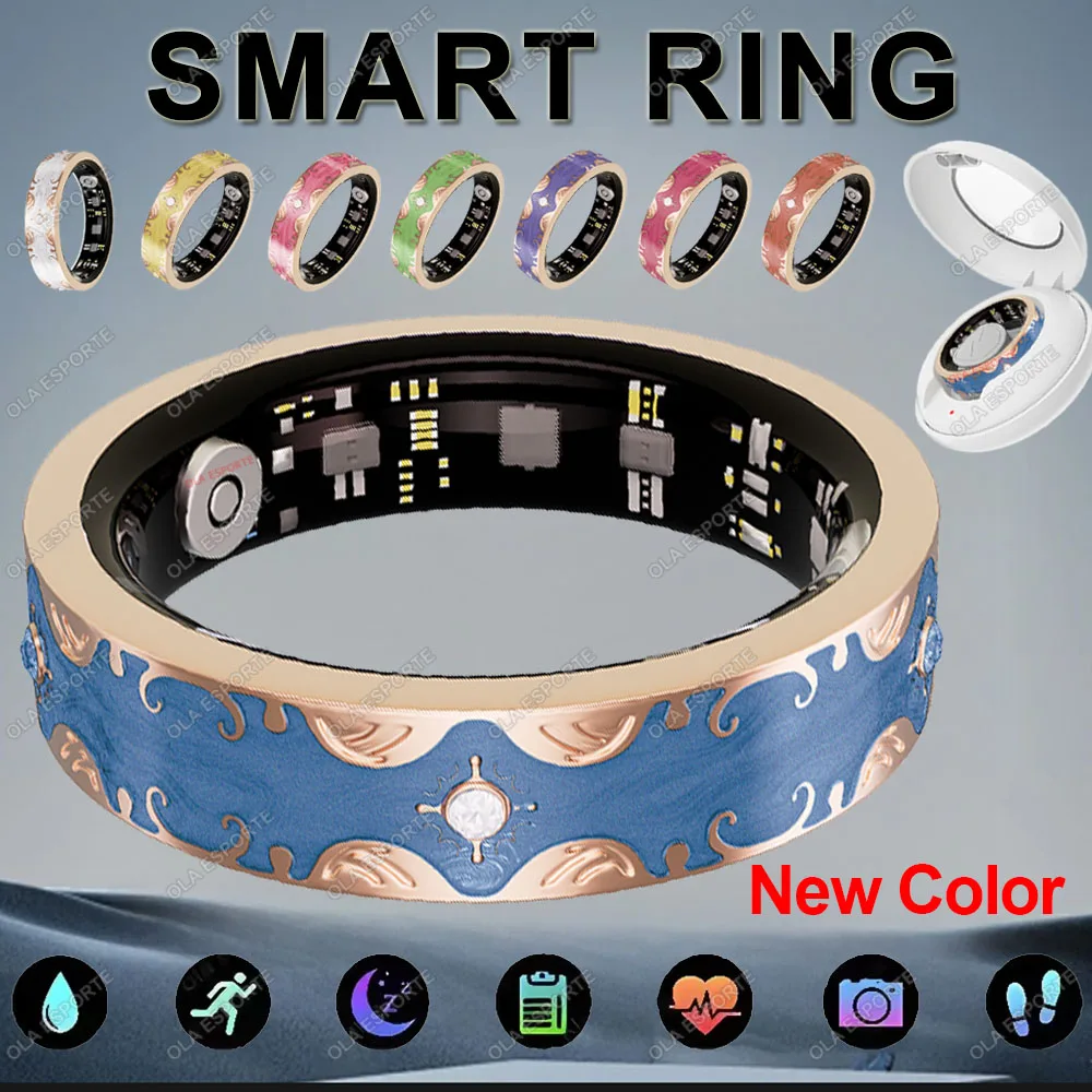 

Brand New Color Scheme Smart Ring with Charging Case,Heart Rate Blood Oxygen,Blood Pressure Monitoring,IP68 Waterproof For Women