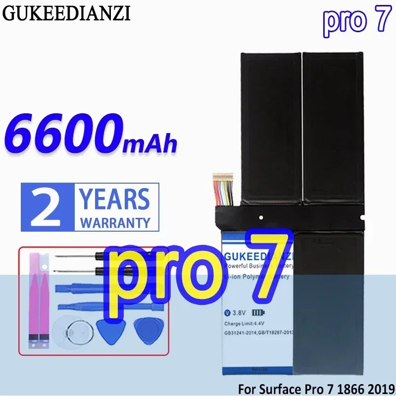 

High Capacity GUKEEDIANZI Battery pro 7 (G3HTA061H) 6600mAh For Surface Pro7 1866 2019 12.3" Sereis Tablet