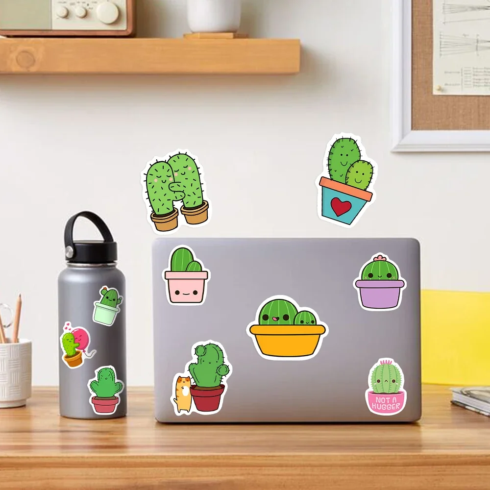 Cute Cartoon Cactus Stickers Funny Plant DIY Toy Gift Graffiti Decal for Phone Laptop Bottles Scrapbook Kids Waterproof Stickers