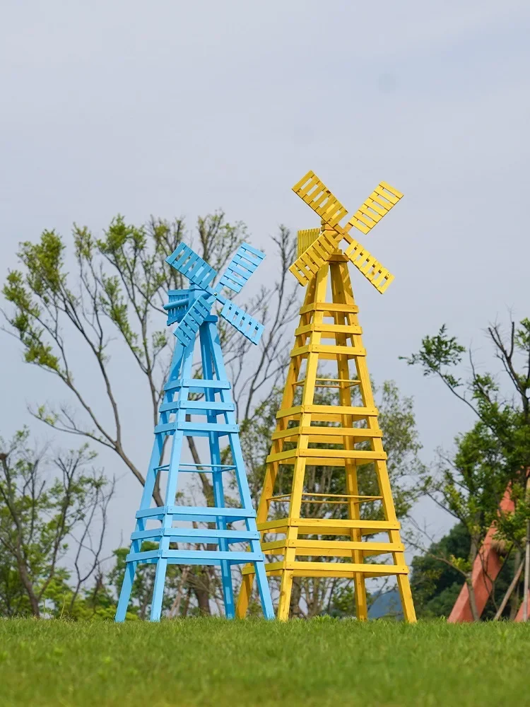 

Outdoor windmill flower stand indoor courtyard villa homestay decoration preservative solid wood jasmine climbing