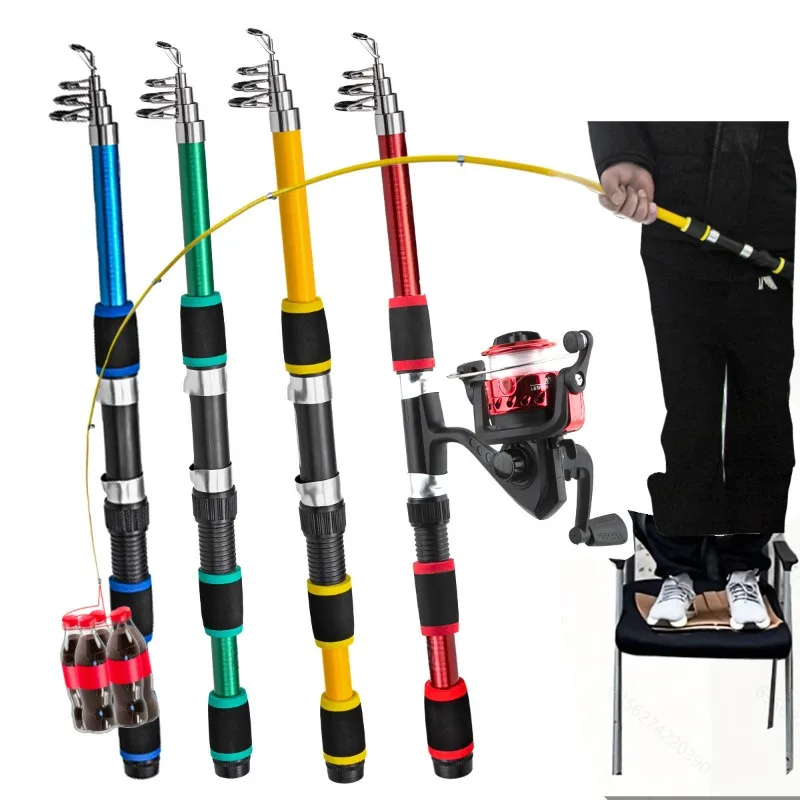 1.8M Fishing Pole Set Full Kits With Telescopic Fishing Rod And Spinning Reel Baits Hooks Travel Pole Set for Beginner Children