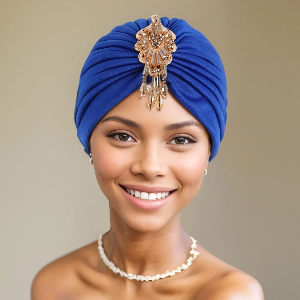 

Fashion Diamond Headscarf Turban Hat Women Hijab Bonnet Caps Pleated India Head Wrap Hats Turbante For Ladies Femme Mujer New