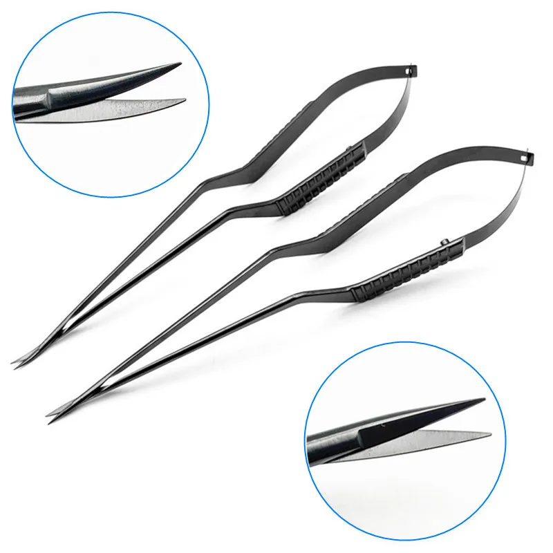 Micro Scissors black handle Neuro micro scissors Stainless Steel Microsurgical Scissors Instruments