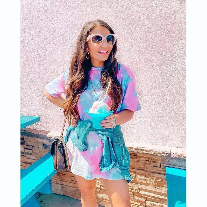 Ins Internet Celebrity Style 2025 Abito t-shirt a maniche corte con stampa irregolare moda casual 608