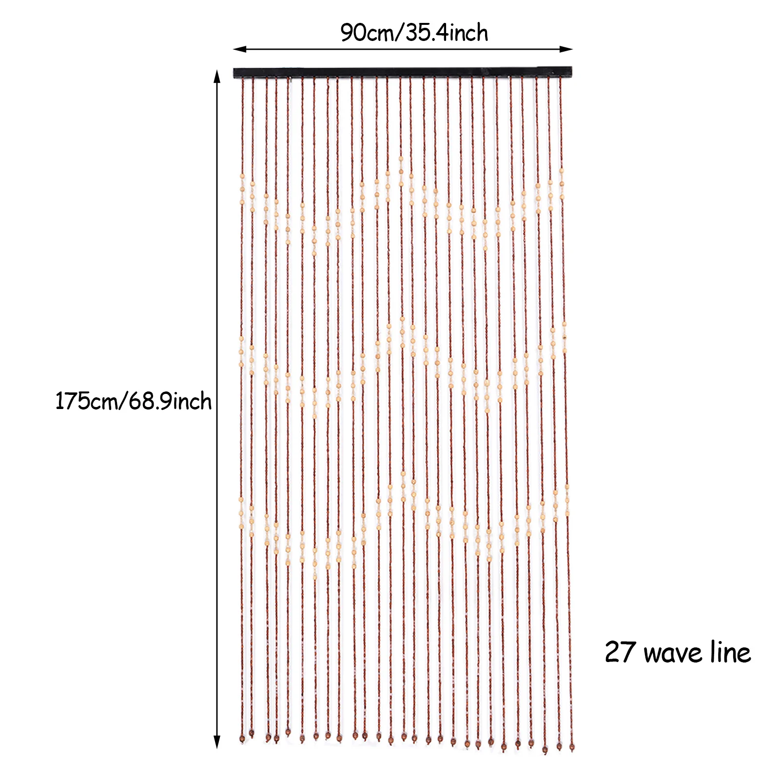 Imagem -06 - Cortina de Porta de Madeira com Padrão Jagged Fly Screen Gate Divisor Sheer para Acessórios para Casa 27 Linhas 90x175cm