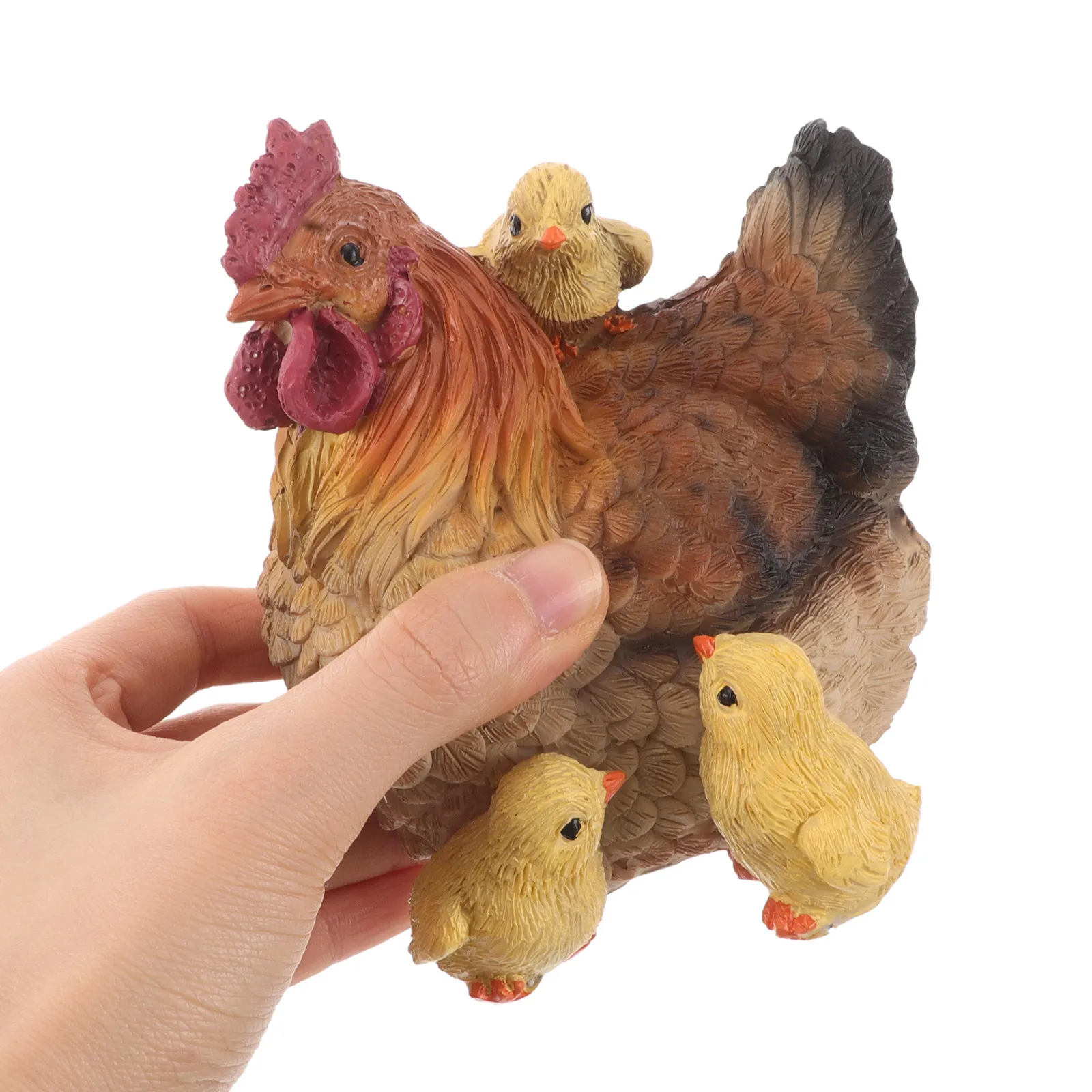 1Set Resin Hen Ornament for Outdoor Garden Lifelike Country Style Chicken Statue Weather Resistant Lawn Decor Farm Garden