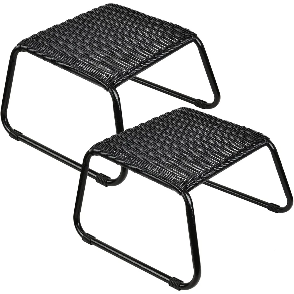 

Wicker Ottomans Outdoor Footstool,Patio Rattan Garden Furniture All Weather Foot Stool Outdoor Footrest for Backyard Poolside