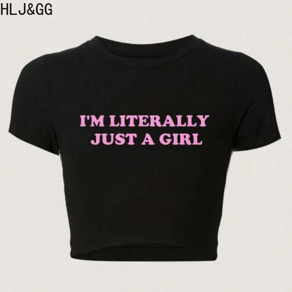 طقم مكون من قطعتين مطبوع عليه حروف Y2K من HLJ&GG تريند للسيدات برقبة دائرية وأكمام قصيرة وتنانير قصيرة من فراء الفهد ملابس خروج