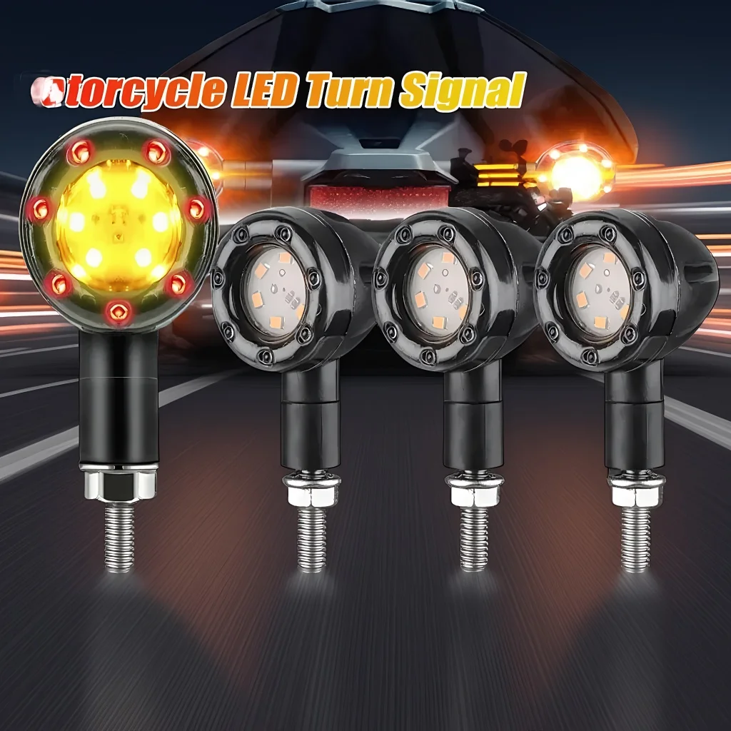 Motorcycle LED Lights, AmberRed Turn Signal Brake Tail Indicator Bulbs, Bike Accessories Upgrade Kit