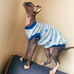 Summer Green T-Shirt for Sphynx Cat Breathable Mesh Cotton Dolphin sharks Vest for Cat Soft Blue Cool Fabric Pajamas for Dogs