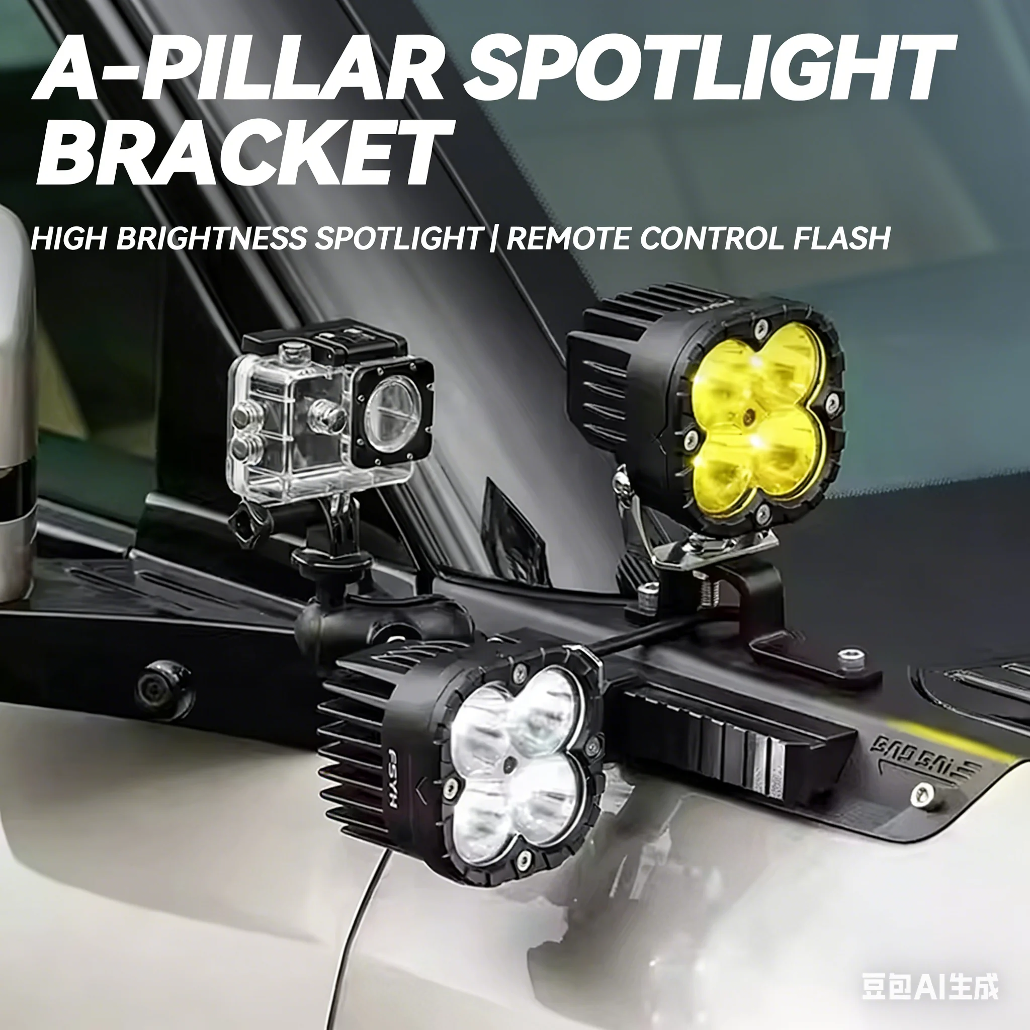 

2025 New Spotlight Bracket Hood Searchlight Base Bracket with LED Light for BYD Leopard 8 Off-Road 4x4 Modification Accessories