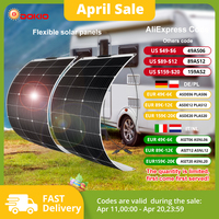 DOKIO 18V 200W Flexible Solar Panels 2PCS 100W Waterproof Monocrystalline Solar Panel Camping RV Home Charge 12V DFSP-100M