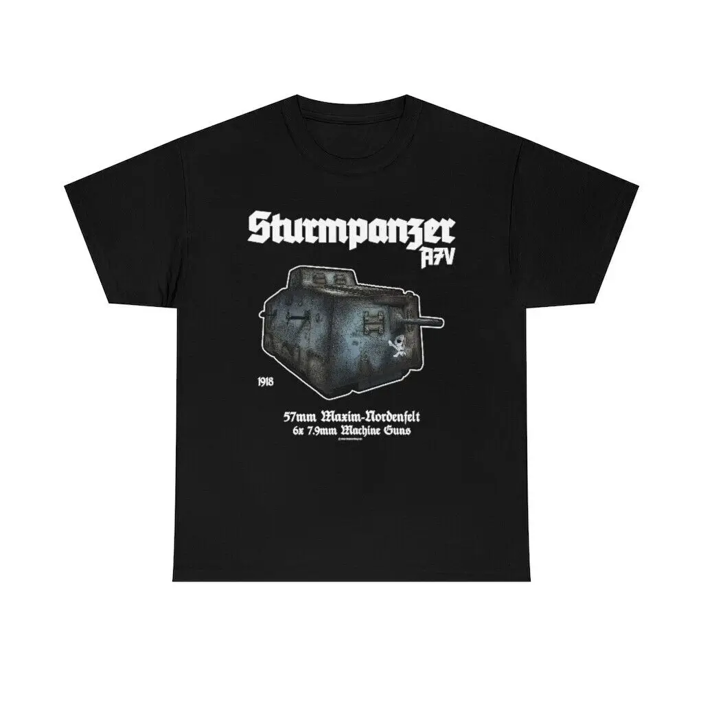 Sturmpanzer A7V Tank WWI T-Shirt German Panzer Army Military Tee Men\'s 100% Cotton Casual T-shirts Loose Top Size S-3XL